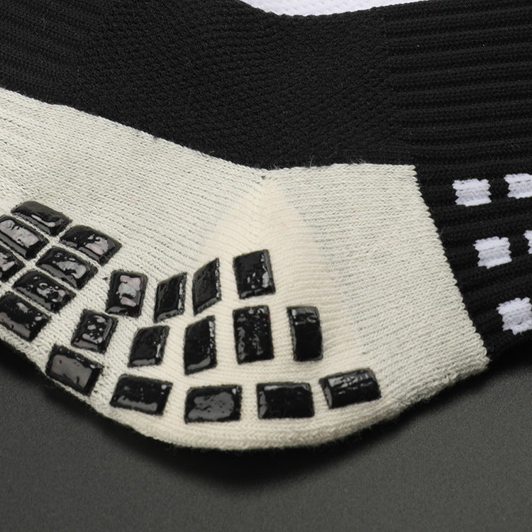 Anti-Slip Grip Mid-Calf Football Socks, Breathable Cushioned Athletic Socks for Adults, Wear-Resistant Shock Absorbing Sports Socks for Running, Soccer, Training